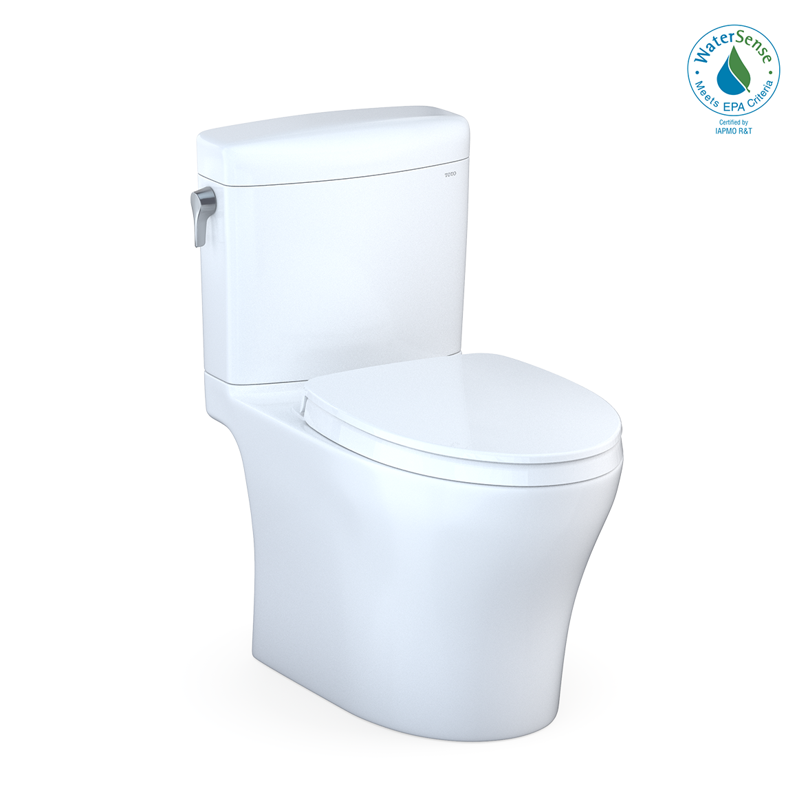 TOTO MS436124CEMFGN#01 Aquia IV Cube Two-Piece Elongated Dual Flush 1.28 and 0.9 GPF Universal Height Toilet with CEFIONTECT , Cotton White