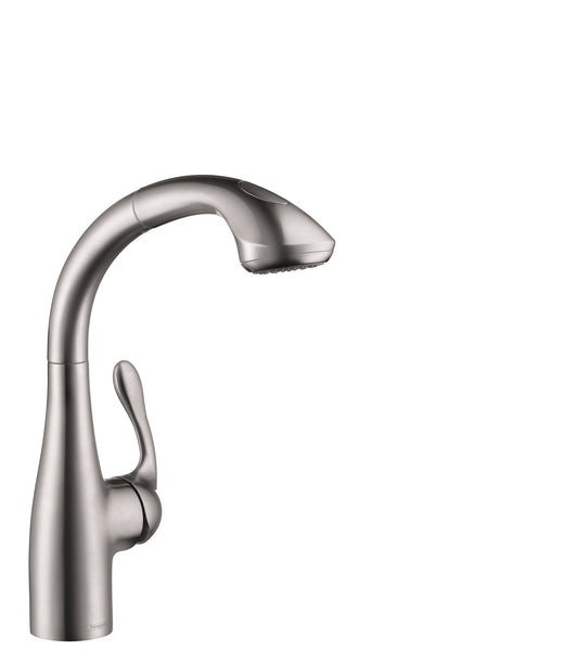 HANSGROHE 06461860 Allegro E SemiArc Kitchen Faucet, 2-Spray Pull-Out, 1.75 GPM in Stainless Steel Optic