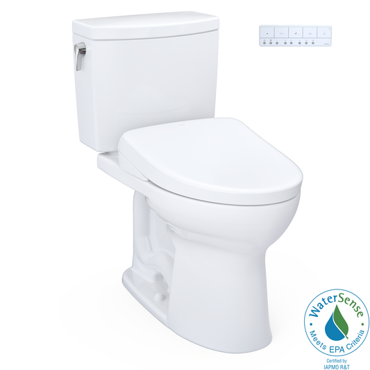 TOTO MW4544736CUFG#01 WASHLET+ Drake II 1G Two-Piece Elongated 1.0 GPF Toilet and WASHLET+ S7A Contemporary Bidet Seat , Cotton White