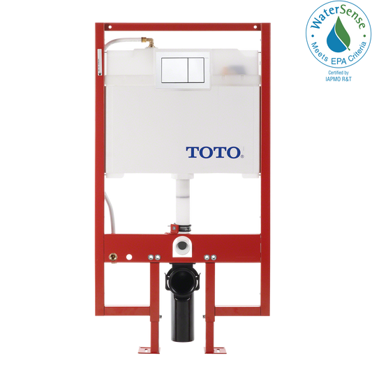 TOTO WT151800M#WH DuoFit In-Wall Dual Flush 0.9 and 1.6 GPF Tank System PEX Supply Line and White Rectangular Push Plate - WT151800M#WH , White