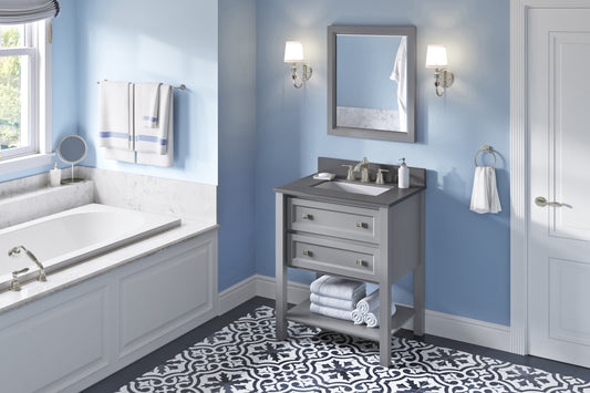 JEFFREY ALEXANDER VKITADL30GRGQR 30" Grey Adler Vanity, Grey Quartz Vanity Top, undermount rectangle bowl