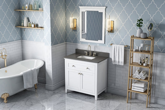 JEFFREY ALEXANDER VKITCHA36WHGQR 36" White Chatham Vanity, Grey Quartz Vanity Top, undermount rectangle bowl