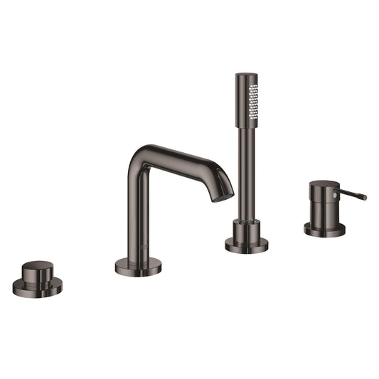 GROHE 19578A0A Essence New Hard Graphite 4-Hole Single-Handle Deck Mount Roman Tub Faucet with 1.75 GPM Hand Shower