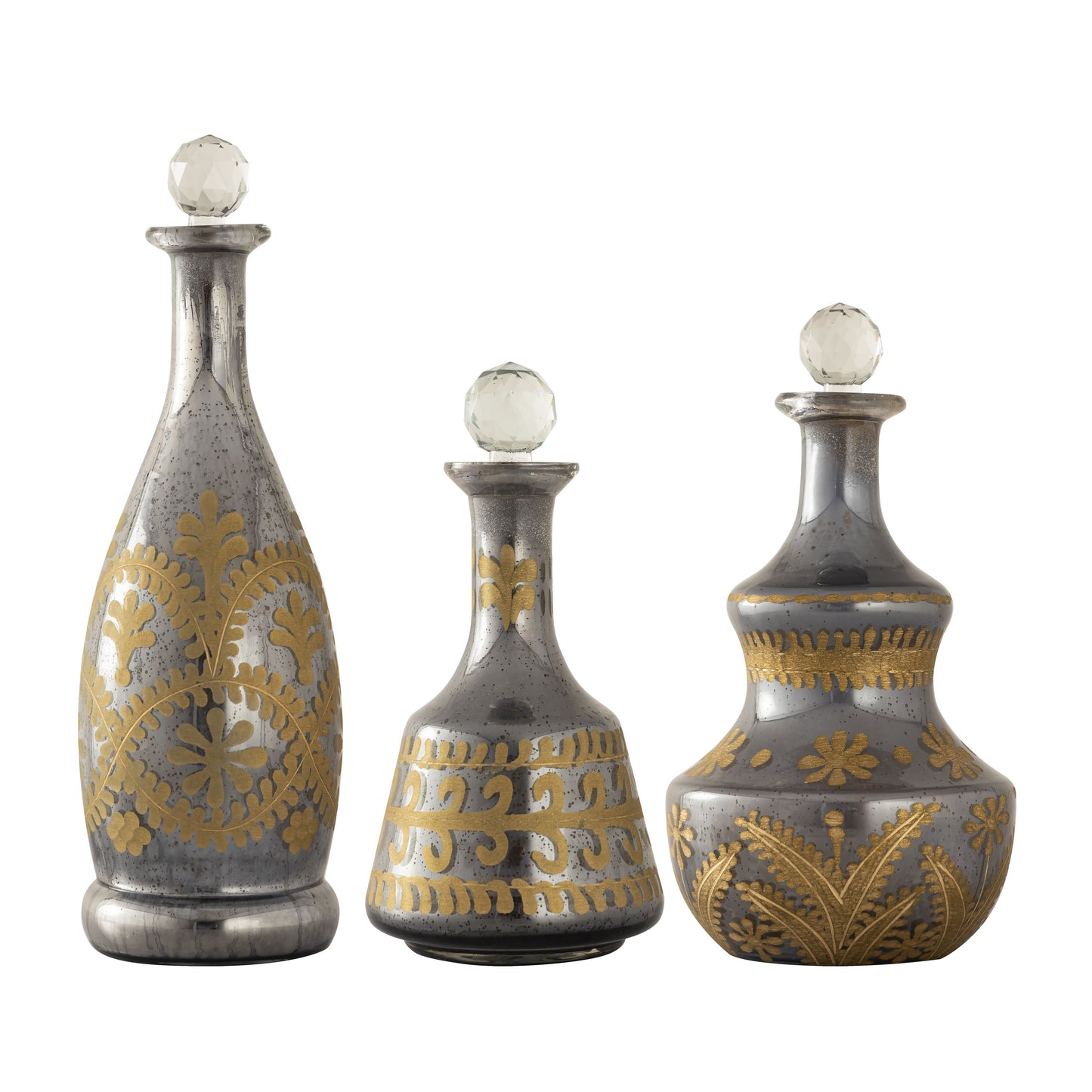 ELK STUDIO S0807-8757/S3 Kemal Bottle - Set of 3 Antique Silver