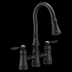 MOEN S73204BL Weymouth  Two-Handle Pulldown Kitchen Faucet In Matte Black
