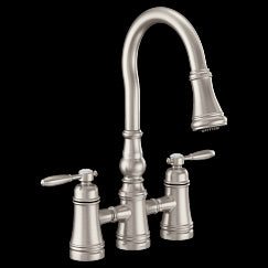 MOEN S73204SRS Weymouth  Two-Handle Pulldown Kitchen Faucet In Spot Resist Stainless
