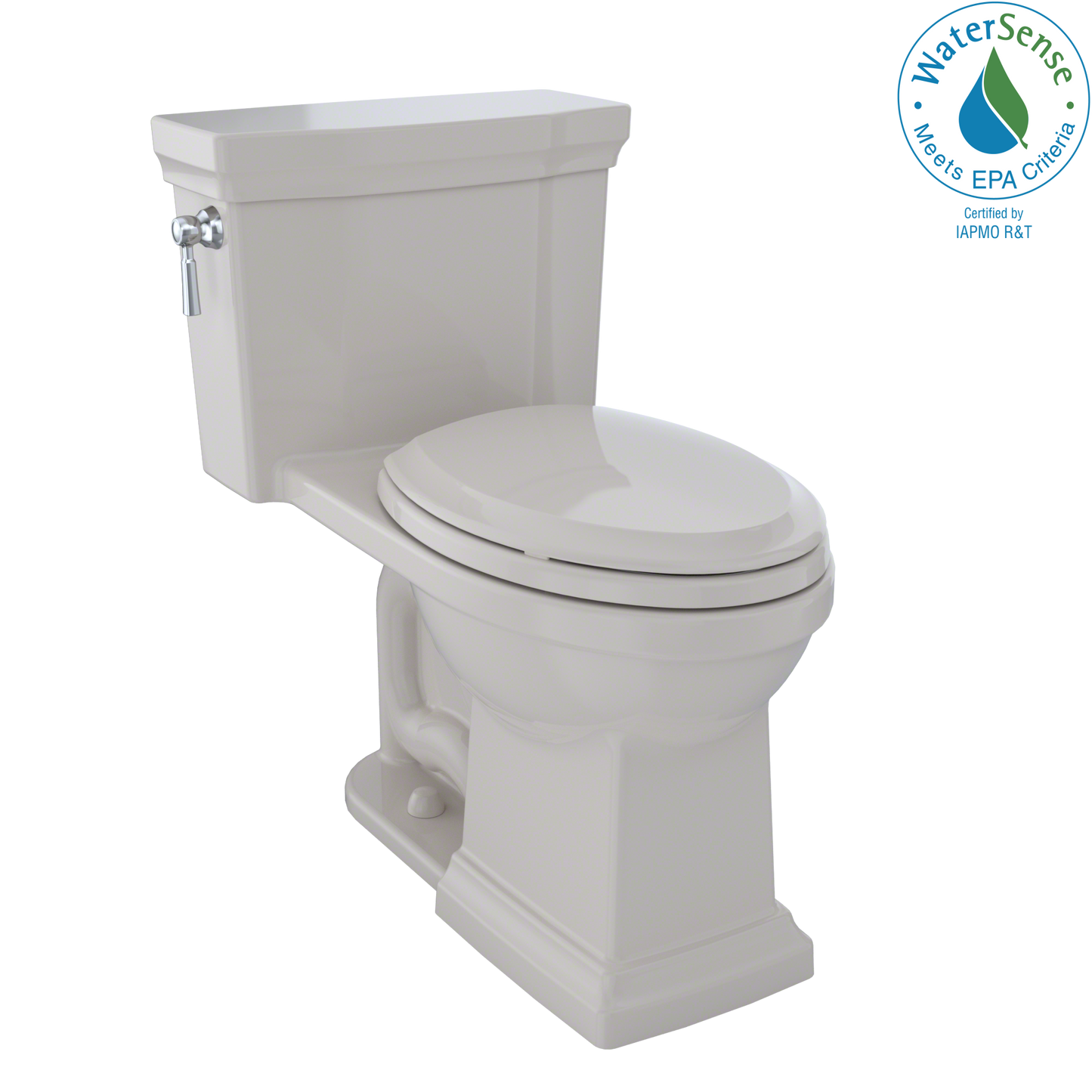 TOTO MS814224CEFG#12 Promenade II One-Piece Elongated 1.28 GPF Universal Height Toilet with CEFIONTECT , Sedona Beige