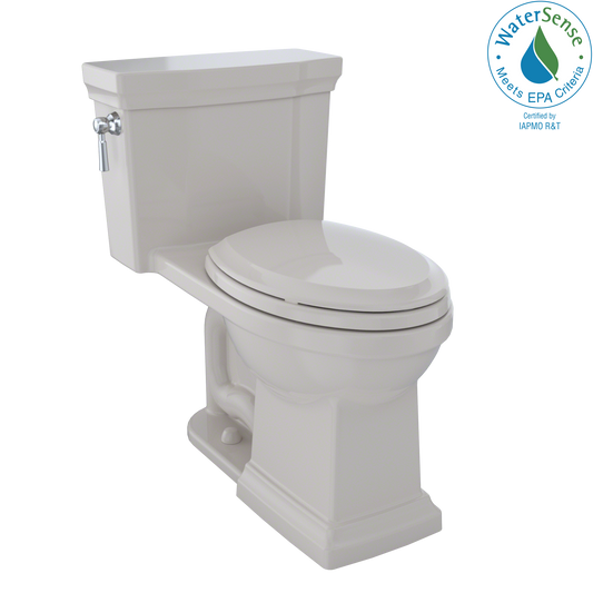 TOTO MS814224CEFG#12 Promenade II One-Piece Elongated 1.28 GPF Universal Height Toilet with CEFIONTECT , Sedona Beige