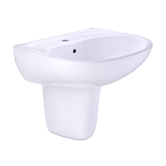 TOTO LHT241G#01 Supreme Oval Wall-Mount Bathroom Sink with CeFiONtect and Shroud for Single Hole Faucets , Cotton White