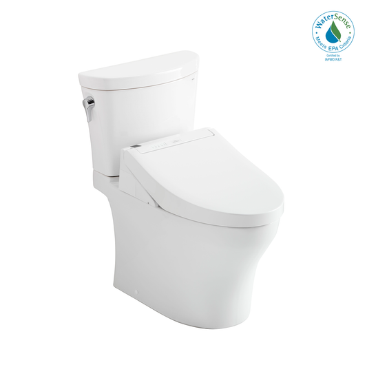 TOTO MW4483084CEMFGN#01 WASHLET+ Aquia IV Arc Two-Piece Elongated Dual Flush 1.28 and 0.9 GPF Toilet with C5 Bidet Seat , Cotton White