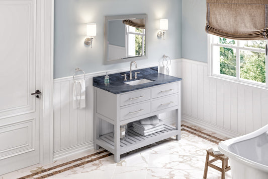 JEFFREY ALEXANDER VKITWAV48GRMGR 48" Grey Wavecrest Vanity, Grey Marble Vanity Top, undermount rectangle bowl