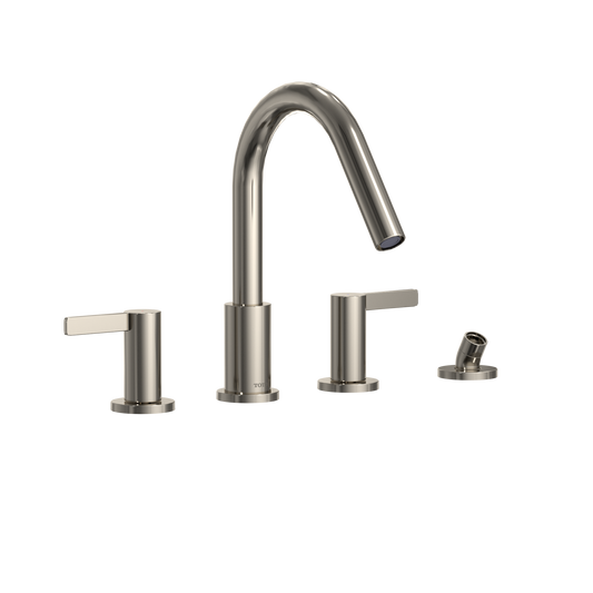 TOTO TBG11202UA#PN GF Two Lever Handle Deck-Mount Roman Tub Filler Trim with Handshower , Polished Nickel