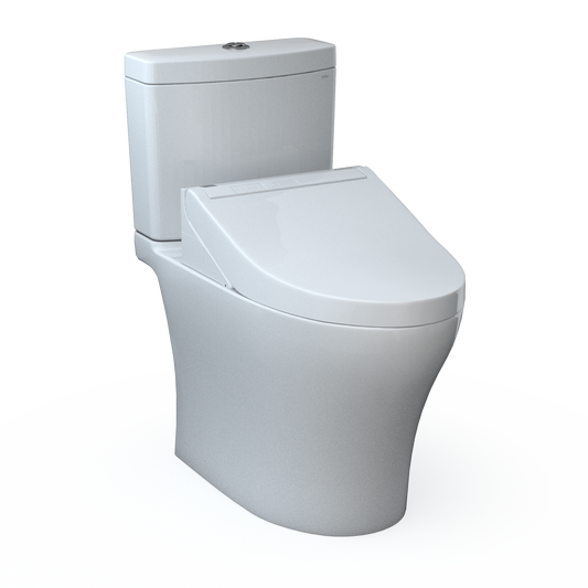 TOTO MW4463084CEMFGN#01 WASHLET+ Aquia IV Two-Piece Elongated Universal Height Dual Flush 1.28 and 0.9 GPF Toilet and WASHLET C5 Bidet Seat , Cotton White