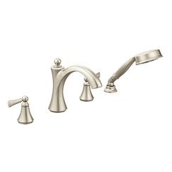 MOEN T654BN Wynford  Two-Handle Roman Tub Faucet Includes Hand Shower In Brushed Nickel
