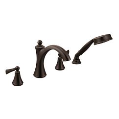 MOEN T654ORB Wynford  Two-Handle Roman Tub Faucet Includes Hand Shower In Oil Rubbed Bronze