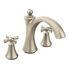 MOEN T657BN Wynford Two-Handle Non-Diverter Roman Tub Faucet - Brushed Nickel