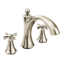 MOEN T657NL Wynford Two-Handle Non-Diverter Roman Tub Faucet - Polished Nickel