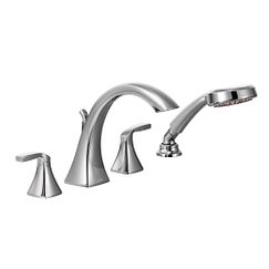 MOEN T694 Voss  Two-Handle Roman Tub Faucet Includes Hand Shower In Chrome