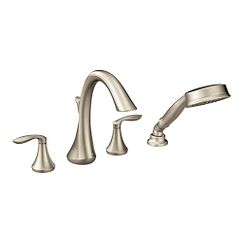 MOEN T944BN Eva  Two-Handle Roman Tub Faucet Includes Hand Shower In Brushed Nickel