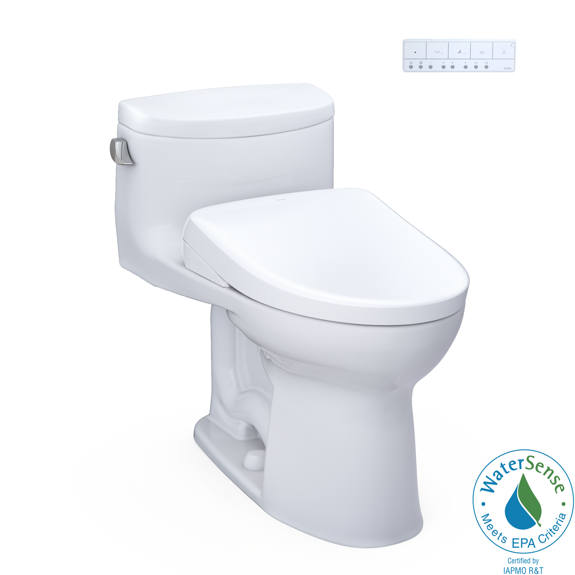 TOTO MW6344726CEFG#01 WASHLET+ Supreme II One-Piece Elongated 1.28 GPF Toilet and WASHLET+ S7 Contemporary Bidet Seat , Cotton White