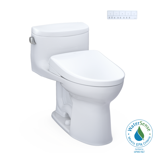 TOTO MW6344726CEFG#01 WASHLET+ Supreme II One-Piece Elongated 1.28 GPF Toilet and WASHLET+ S7 Contemporary Bidet Seat , Cotton White