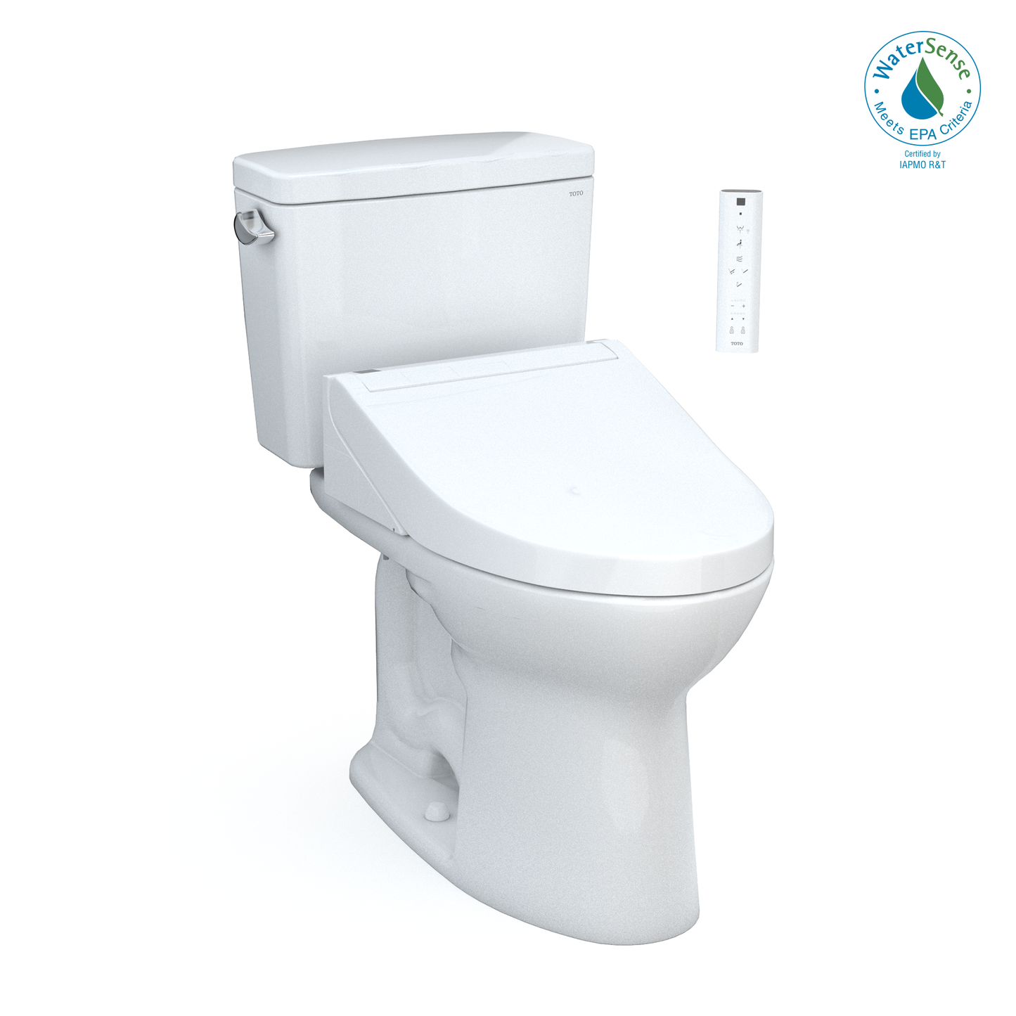 TOTO MW7763084CEFG#01 Drake WASHLET+ Two-Piece Elongated 1.28 GPF Universal Height TORNADO FLUSH Toilet with C5 Bidet Seat , Cotton White