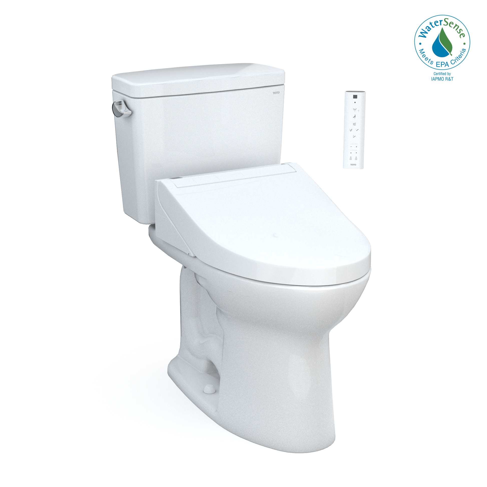 TOTO MW7763084CEG#01 Drake WASHLET+ Two-Piece Elongated 1.28 GPF TORNADO FLUSH Toilet with C5 Bidet Seat , Cotton White