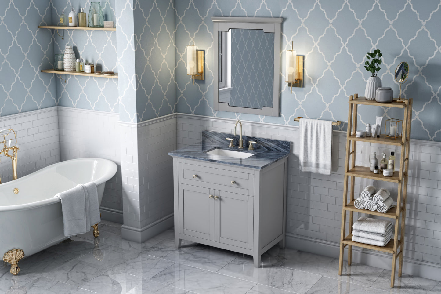 JEFFREY ALEXANDER VKITCHA36GRMGR 36" Grey Chatham Vanity, Grey Marble Vanity Top, undermount rectangle bowl