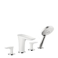 HANSGROHE 15456401 PuraVida 4-Hole Roman Tub Set Trim with 1.75 GPM Handshower in White/Chrome