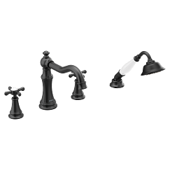 MOEN TS21102BL Weymouth  Two-Handle Roman Tub Faucet Includes Hand Shower In Matte Black