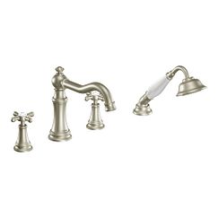 MOEN TS21102BN Weymouth  Two-Handle Roman Tub Faucet Includes Hand Shower In Brushed Nickel