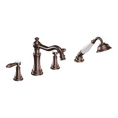 MOEN TS21104ORB Weymouth  Two-Handle Roman Tub Faucet Includes Hand Shower In Oil Rubbed Bronze