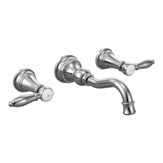 MOEN TS42106 Weymouth Chrome Two-Handle Wall Mount Bathroom Faucet