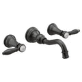 MOEN TS42106BL Weymouth Matte Black Two-Handle Wall Mount Bathroom Faucet