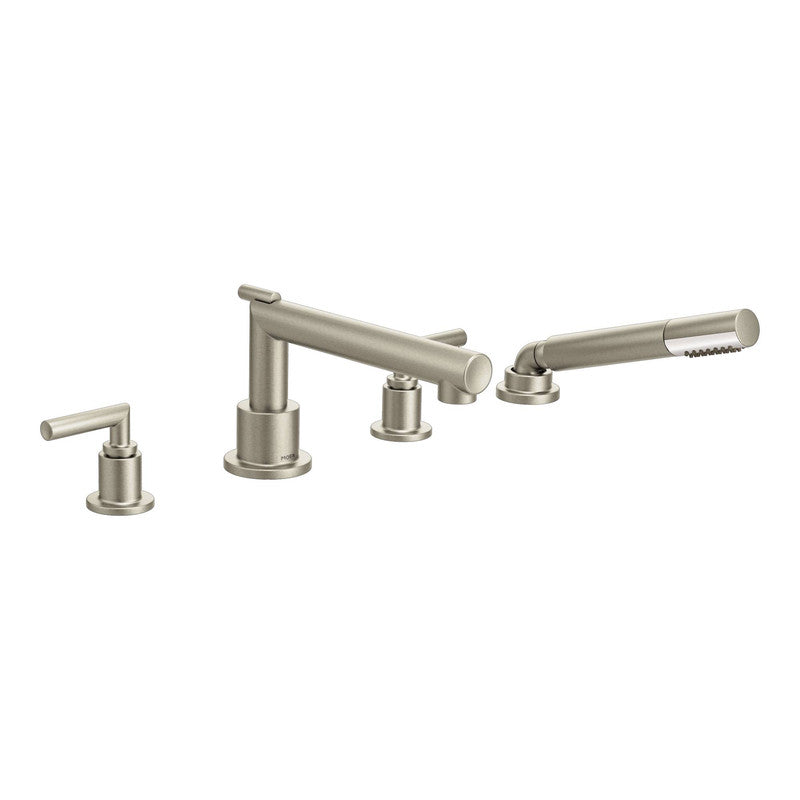 MOEN TS93004BN Arris Brushed Nickel Two-Handle Roman Tub Faucet Includes Hand Shower