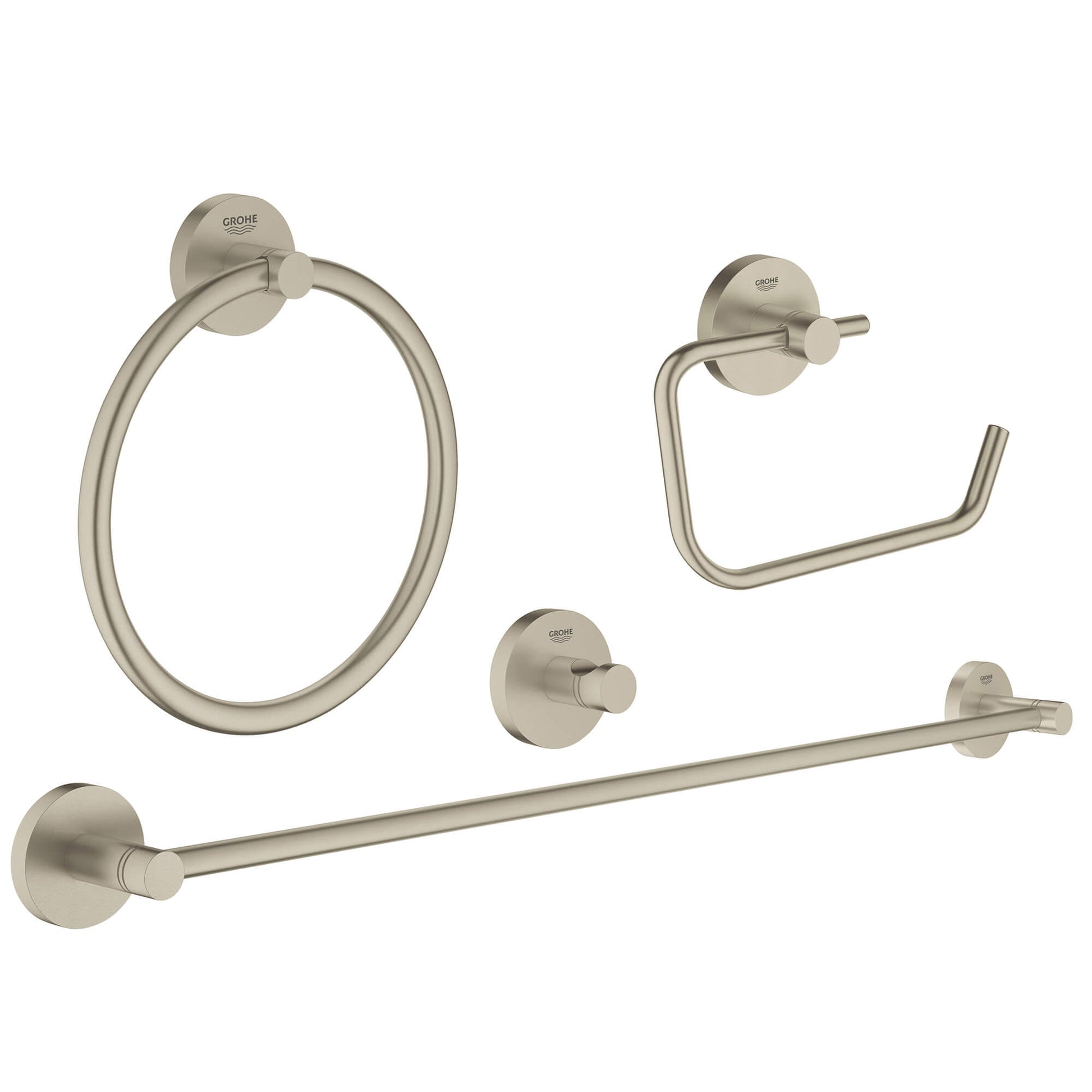 GROHE 40823EN1 Essentials Brushed Nickel 4-in-1 Accessory Set