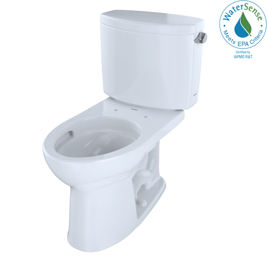 TOTO CST454CEFRG#01 Drake II Two-Piece Elongated 1.28 GPF Universal Height Toilet with CEFIONTECT and Right-Hand Trip Lever , Cotton White