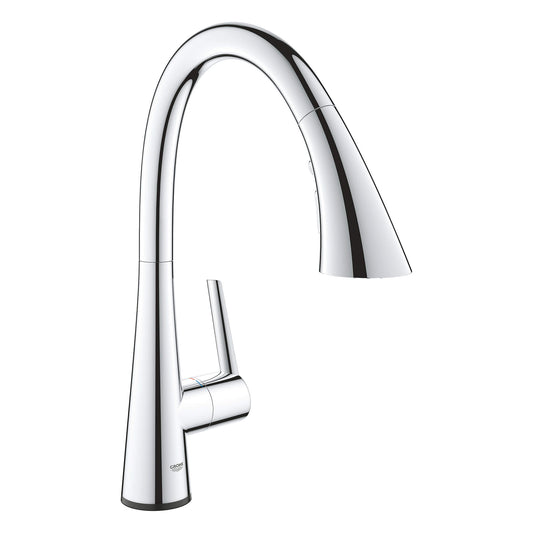 GROHE 30205002 Grohe Zedra Chrome Single-Handle Pull Down Kitchen Faucet Triple Spray 1.75 GPM with Touch Technology