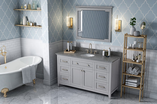 JEFFREY ALEXANDER VKITCHA60SGRBOO 60" Grey Chatham Vanity, Boulder Cultured Marble Vanity Top, undermount oval bowl