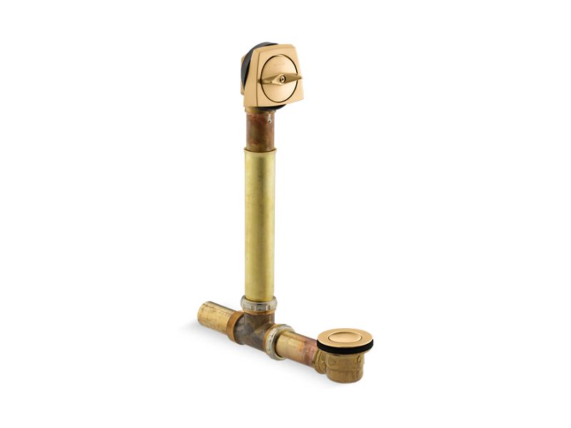 KOHLER Clearflo K-7161-AF-2MB Vibrant Brushed Moderne Brass 1-1/2" adjustable pop-up drain with above- or through-the-floor installations for 17"-24" deep baths