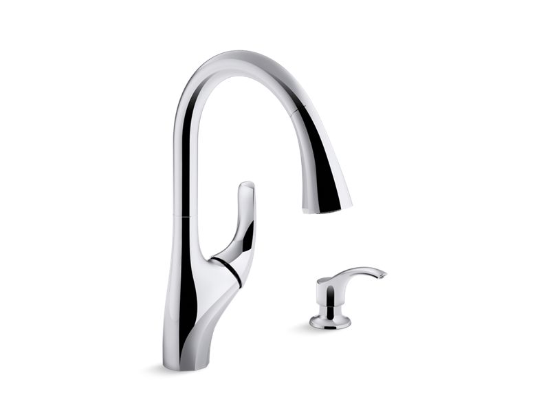 KOHLER K-R18594-SD-CP Polished Chrome Trielle Pull-down kitchen faucet
