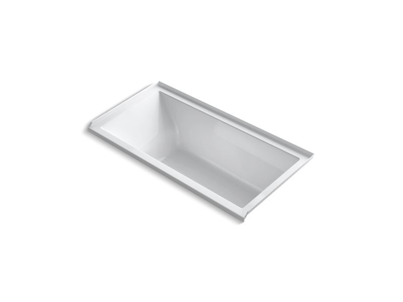 KOHLER K-1167-VBRW-0 White Underscore 60" x 30" drop-in VibrAcoustic bath with Bask heated surface, integral flange, and right-hand drain