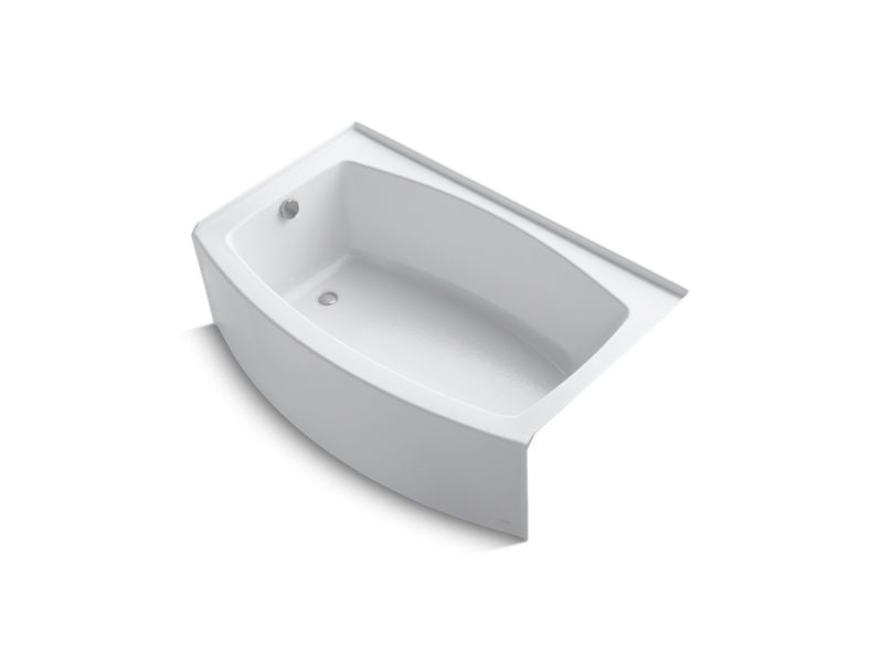 KOHLER K-1100-LAW-0 Expanse 60" x 32" curved alcove bath with Bask heated surface and left-hand drain