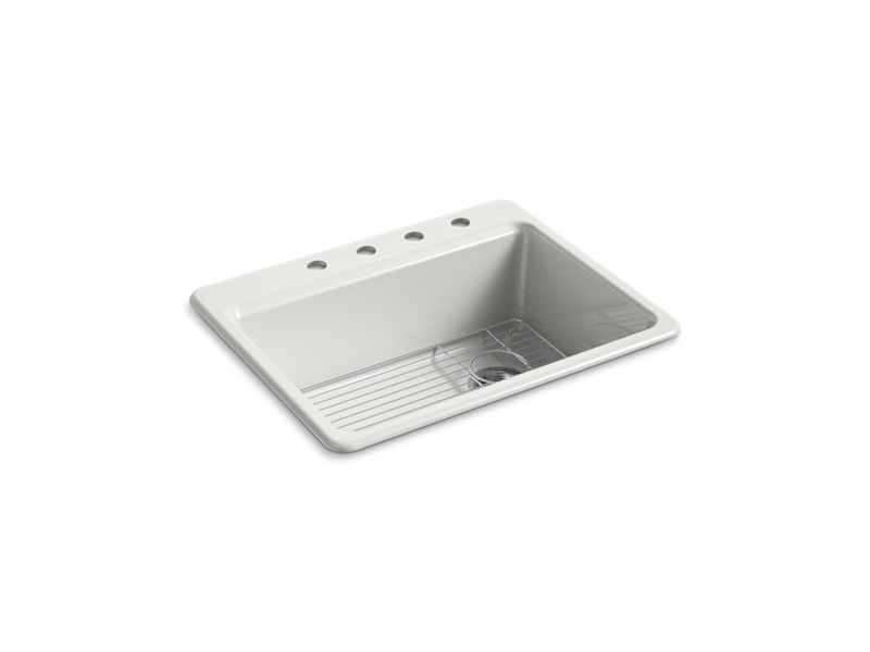 KOHLER K-8668-4A1-FF Riverby 27" Top-Mount Single-Bowl Kitchen Sink In Sea Salt