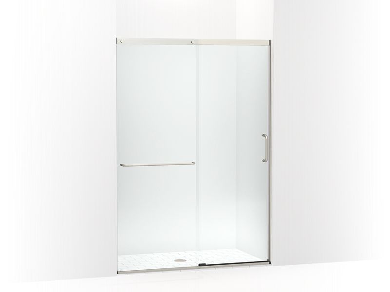 KOHLER K-707614-8L-MX Matte Nickel Elate Tall Sliding shower door, 75-1/2" H x 50-1/4 - 53-5/8" W, with heavy 5/16" thick Crystal Clear glass