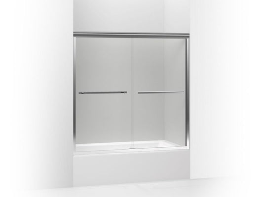 KOHLER K-709062-L-SHP Gradient Sliding bath door, 58-1/16" H x 56-5/8 - 59-5/8" W, with 1/4" thick Crystal Clear glass