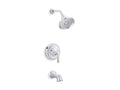 KOHLER K-R78048-4E-CP Lilyfield Rite-Temp pressure-balancing bath/shower trim set In Polished Chrome
