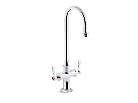 KOHLER K-100T70-4AKL-CP Polished Chrome Triton Bowe 1.0 gpm monoblock gooseneck bathroom sink faucet with laminar flow and lever handles, drain not included