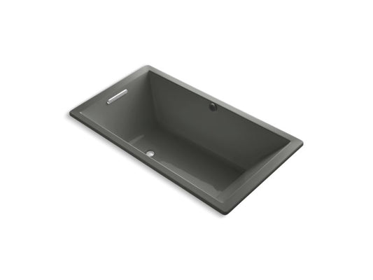 KOHLER K-1136-W1-58 Thunder Grey Underscore 66" x 36" drop-in bath with Bask heated surface and end drain