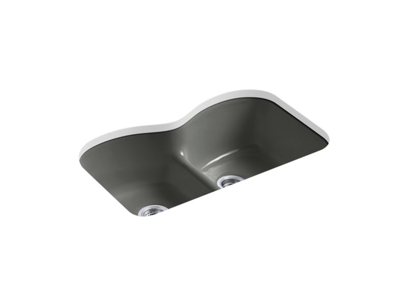 KOHLER K-6626-6U-58 Langlade 33" x 22" x 9-5/8" Smart Divide undermount double-equal kitchen sink with 6 oversize faucet holes